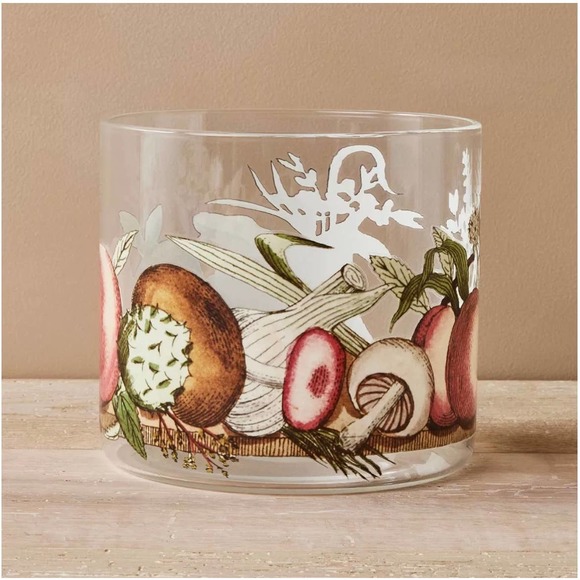 Fall Glass Pillar Candle Holder Fruit John Derian Target Gardener Mushrooms New - Picture 1 of 4